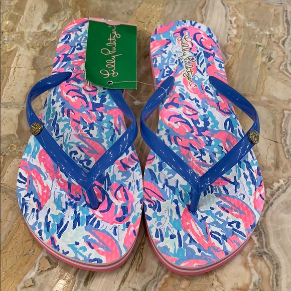 NWT Lilly Pulitzer Cosmic Coral flip flops - Picture 2 of 5